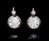 A Pair of Victorian Silver Topped Gold and Diamond Earrings, 4.70 dwts.