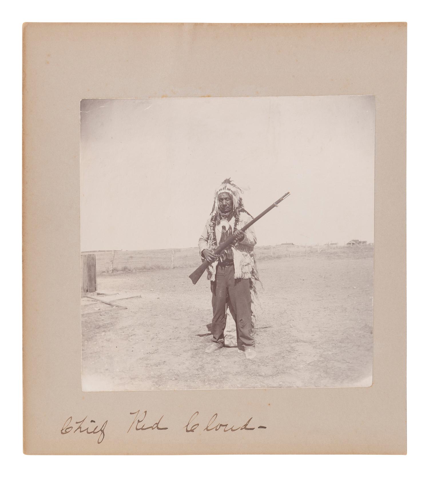 [NATIVE AMERICANS]. A group of 14 photographs of Native American subjects in South Dakota, incl. Red Cloud, Spotted Elk, Flat Iron, and White Deer. Ca 1900.