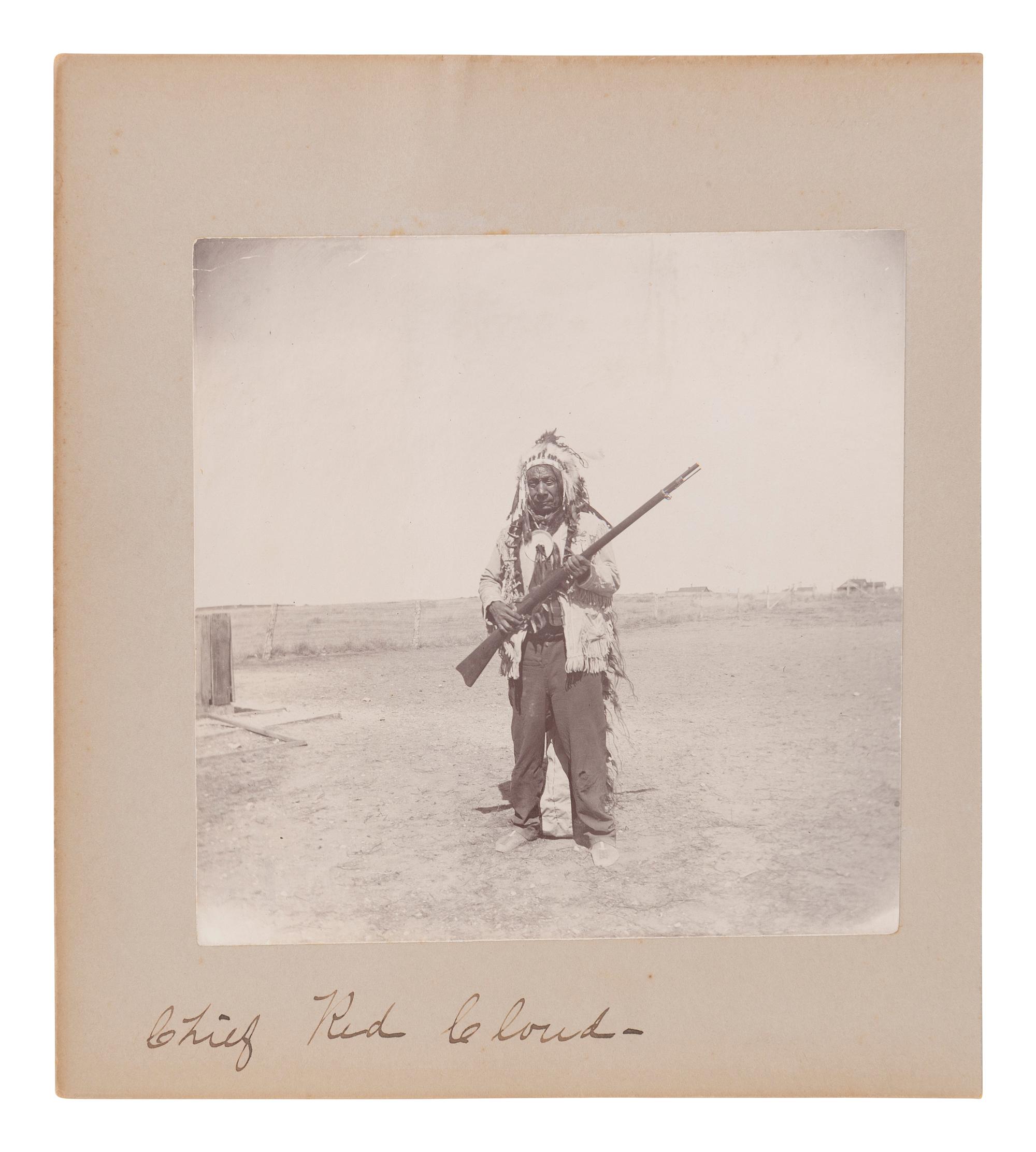 [NATIVE AMERICANS]. A group of 14 photographs of Native American subjects in South Dakota, incl. Red Cloud, Spotted Elk, Flat Iron, and White Deer. Ca 1900.