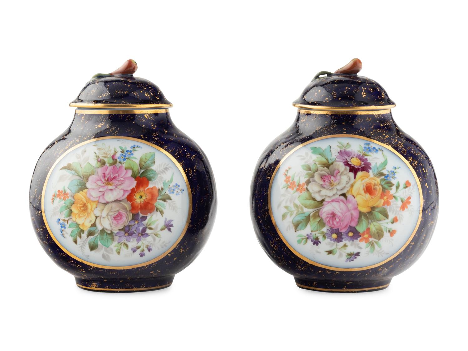 A Pair of Herend Porcelain Covered Jars
