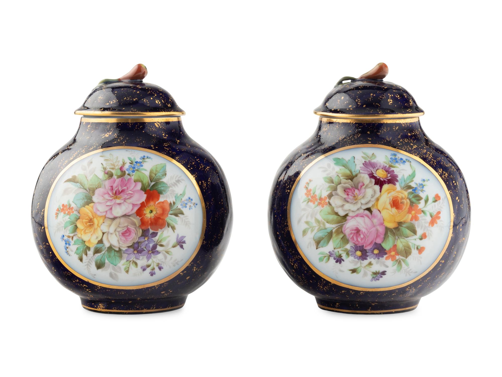 A Pair of Herend Porcelain Covered Jars