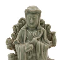 Two Chinese Monochrome Glazed Porcelain Guanyin Figures