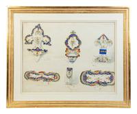 A Pair of Framed Works on Paper Depicting French Porcelain Examples — 19TH CENTURY