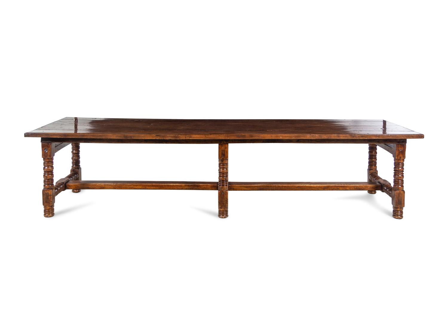 A Spanish or Portuguese Walnut Trestle Table