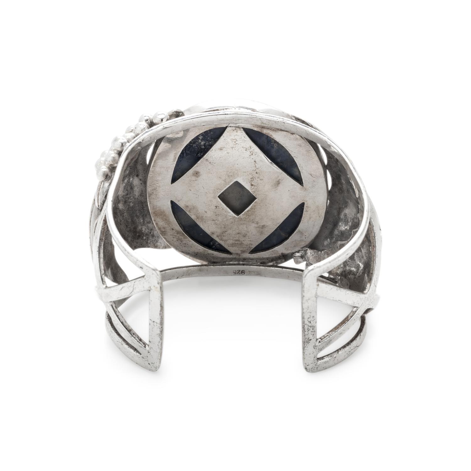 STERLING SILVER AND SODALITE CUFF BRACELET