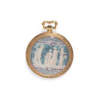 BELLE ÉPOQUE, 18K BICOLOR GOLD OPEN FACE KEYLESS LEVER POCKET WATCH
