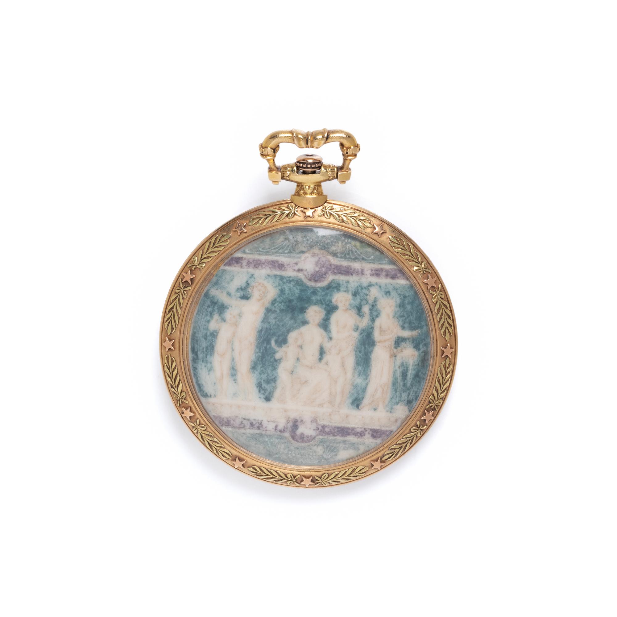 BELLE ÉPOQUE, 18K BICOLOR GOLD OPEN FACE KEYLESS LEVER POCKET WATCH