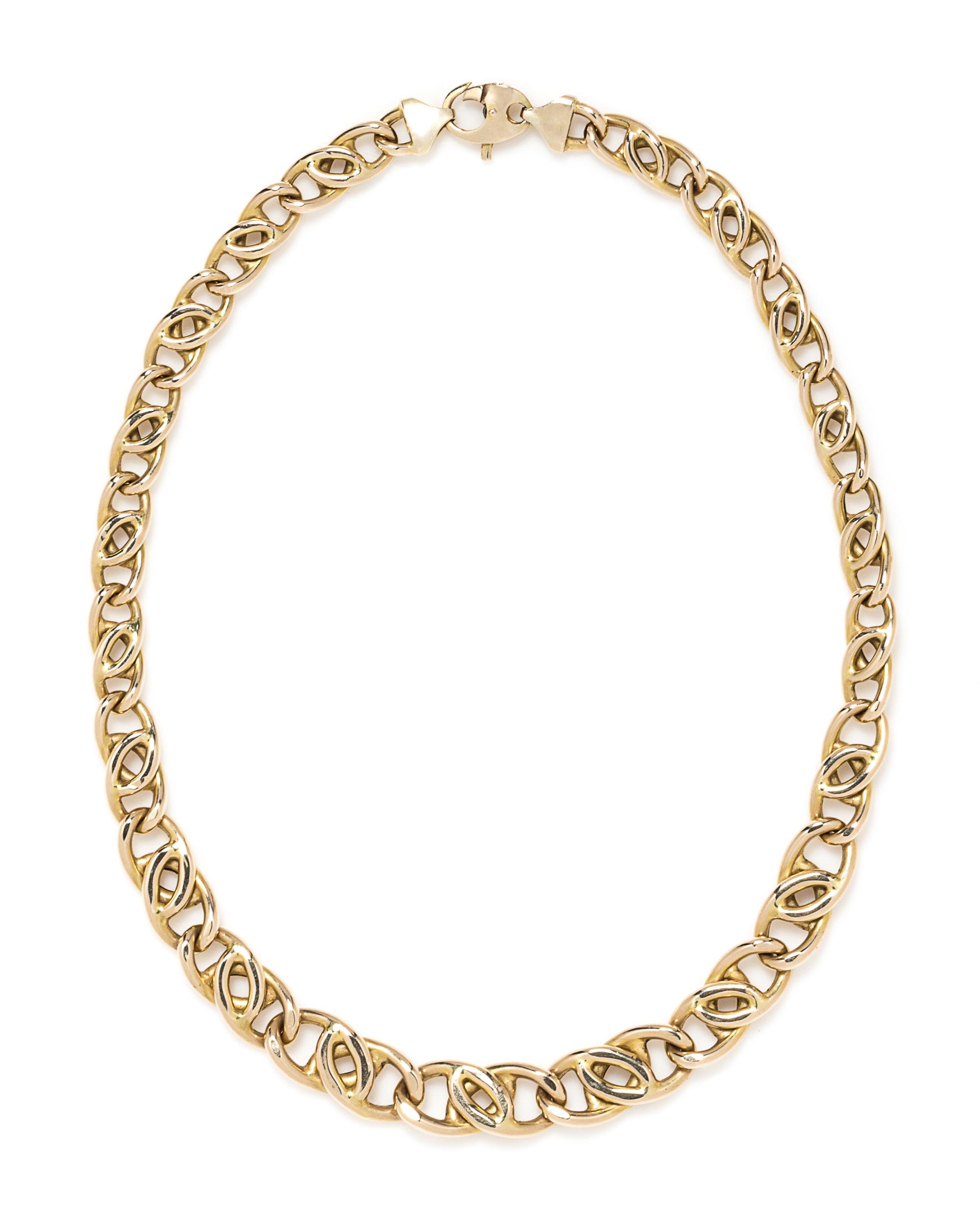 A 14 Karat Yellow Gold Fancy Link Necklace, 18.40 dwts.