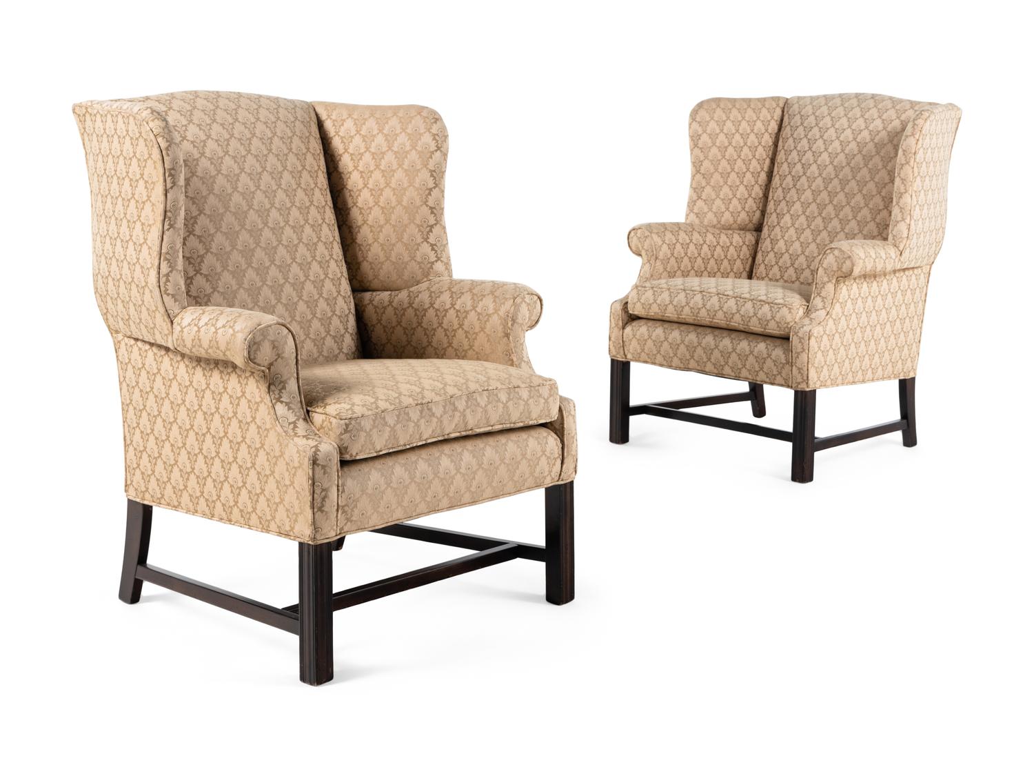 A Pair of George III Style Wingback Armchairs