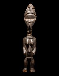 A Baule Wood Janus-Headed Figure