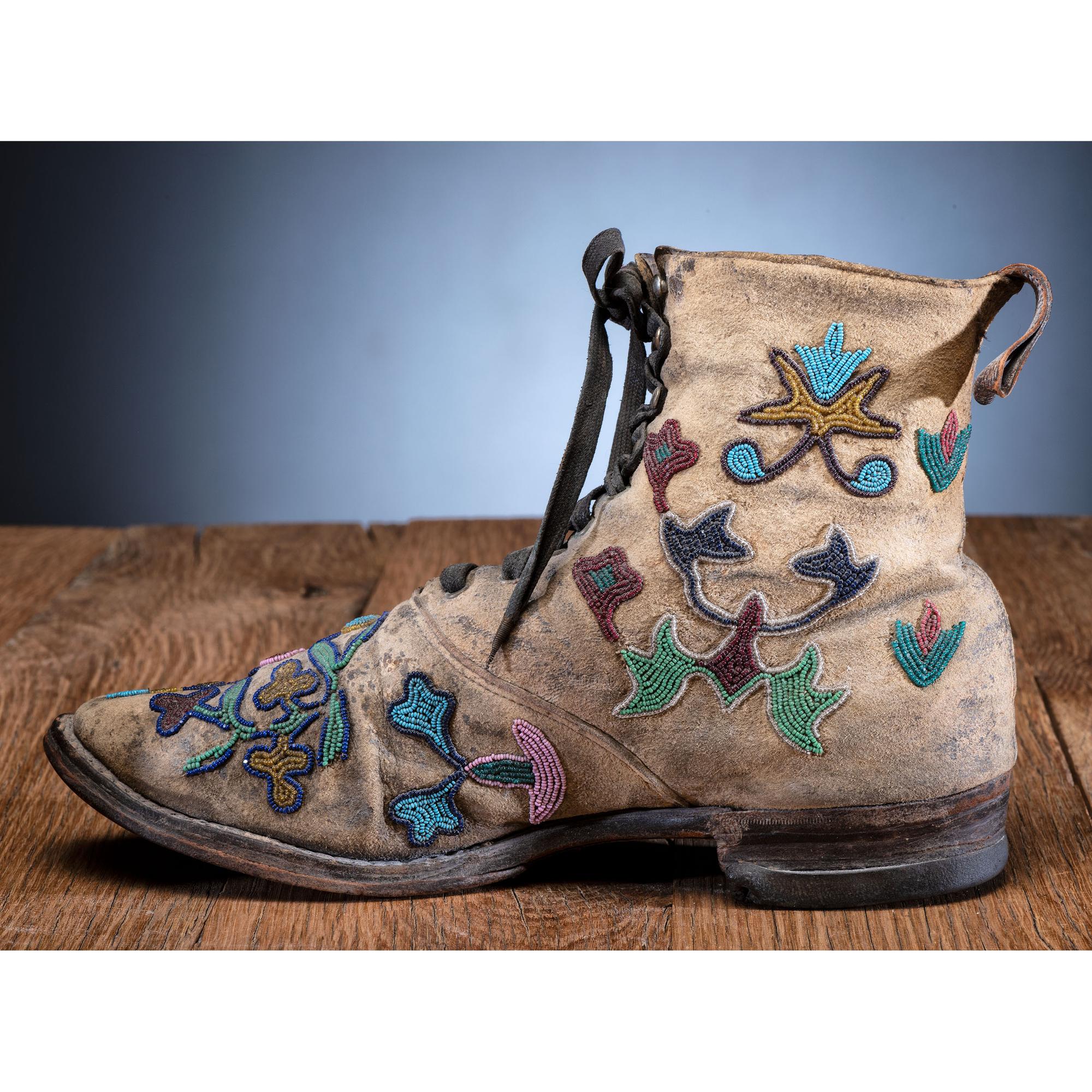 Santee Sioux Beaded Hide Work Boots