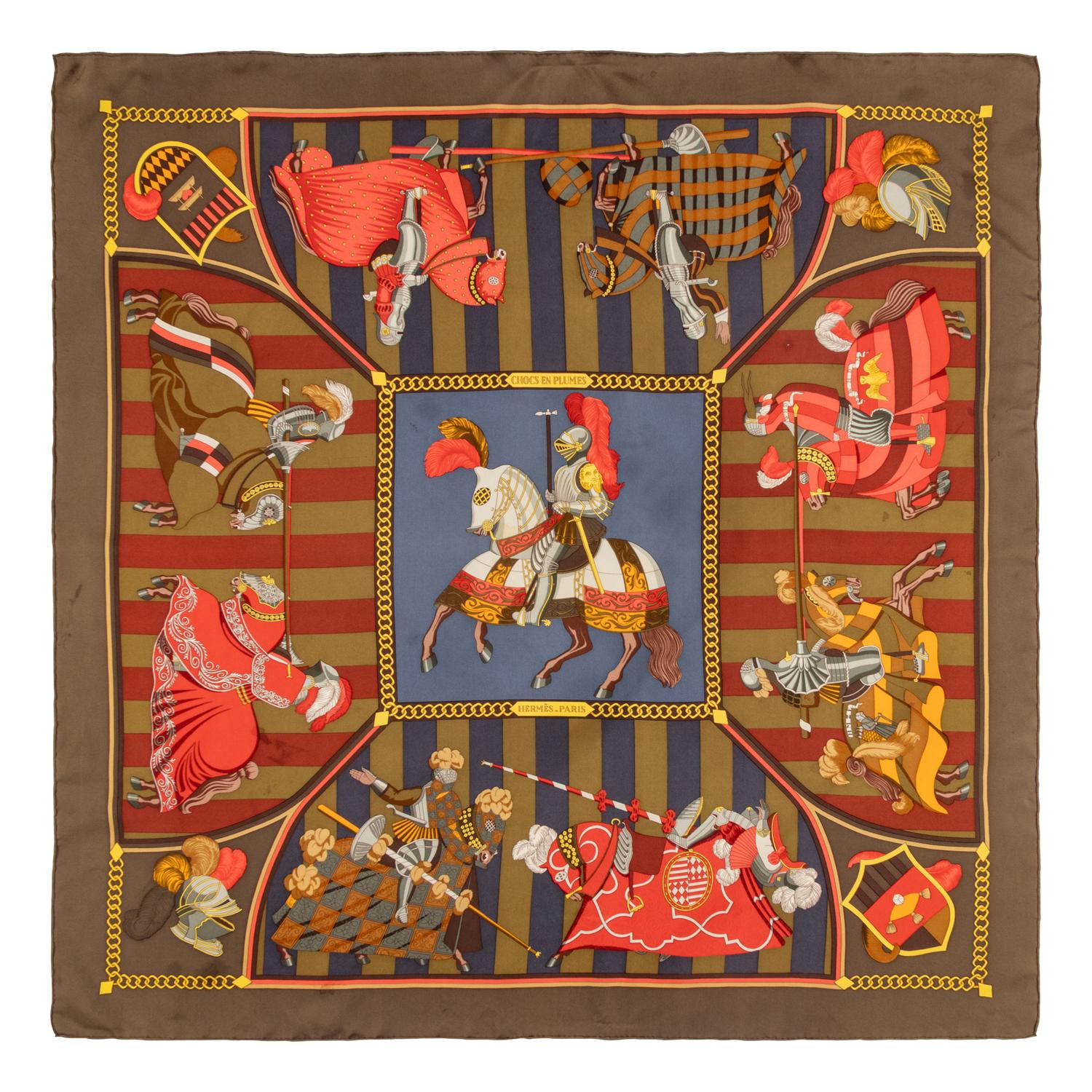Hermès, Three Printed Silk Scarves