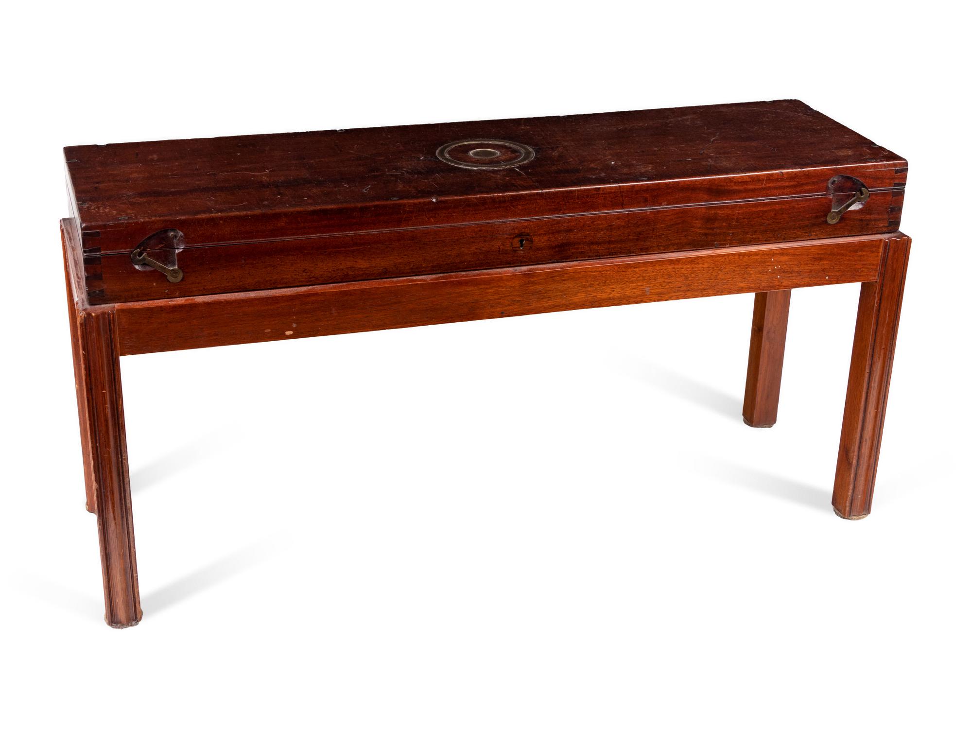 A George III Style Mahogany Gun Case on a Later Stand