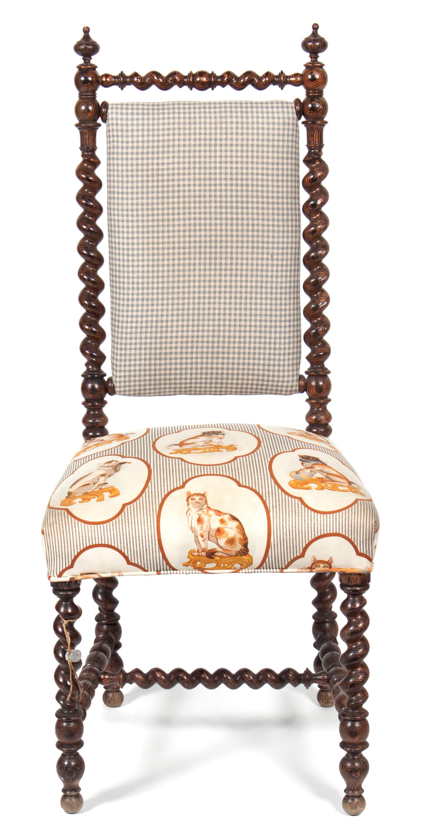 A Jacobean Style Oak Grain Painted Side Chair Height 40 1/2 inches. — 19TH CENTURY