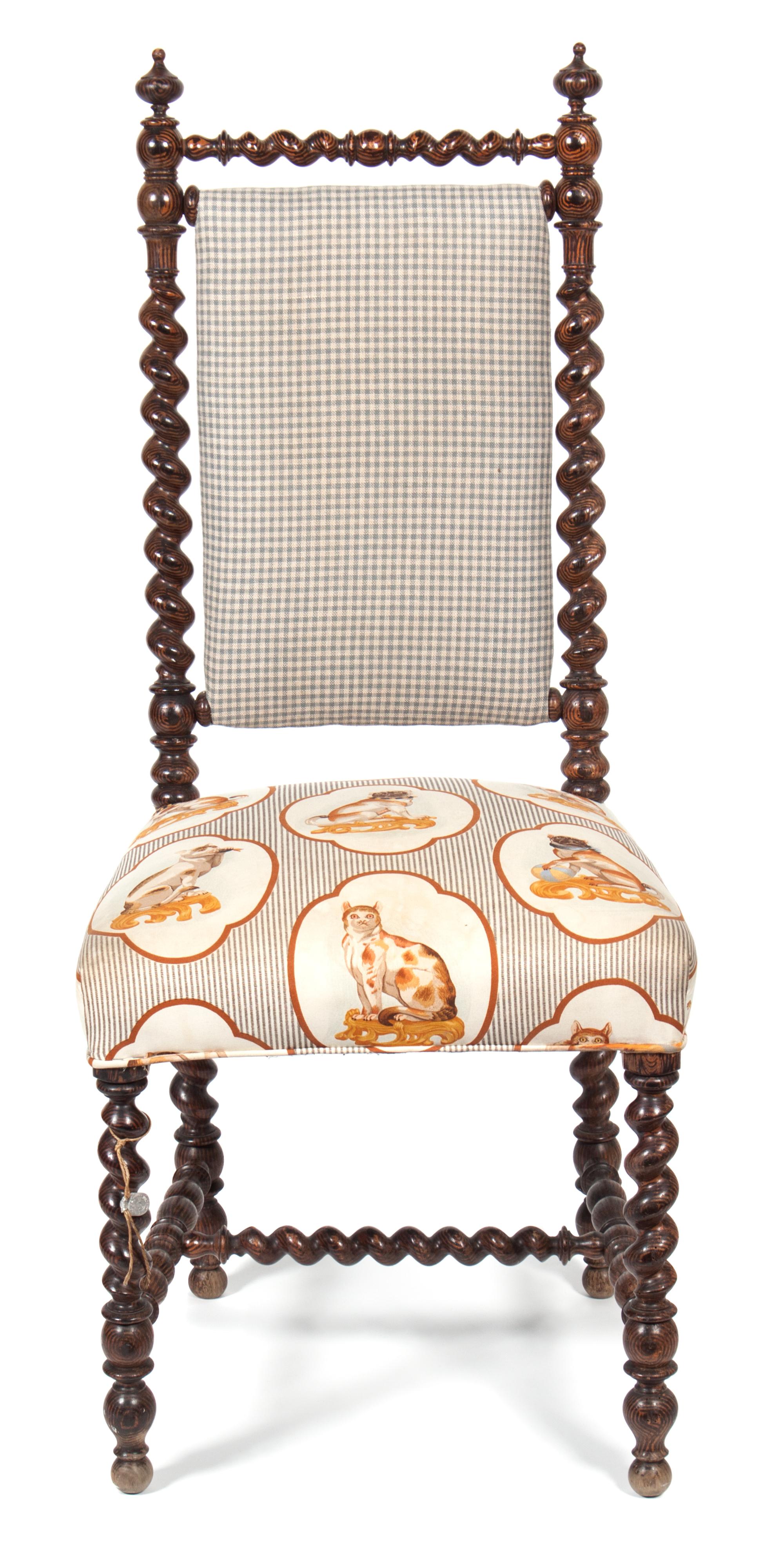 A Jacobean Style Oak Grain Painted Side Chair Height 40 1/2 inches. — 19TH CENTURY