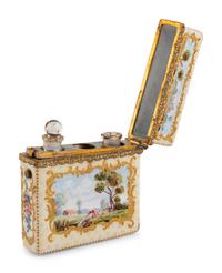 A South Staffordshire Enamel Tea Caddy and Étui