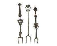 A Group of Three Wrought Iron or Steel Forks, French 18th Century