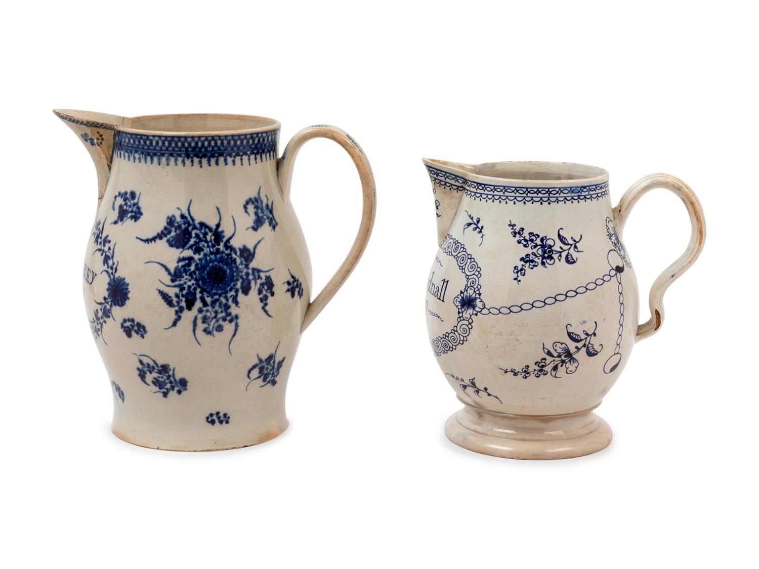 Two Staffordshire Enameled Pearlware Jugs