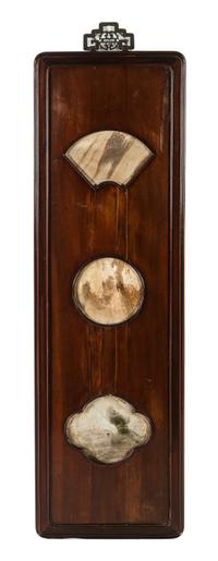 A Set of Four Marble Inset Hongmu Wall Panels