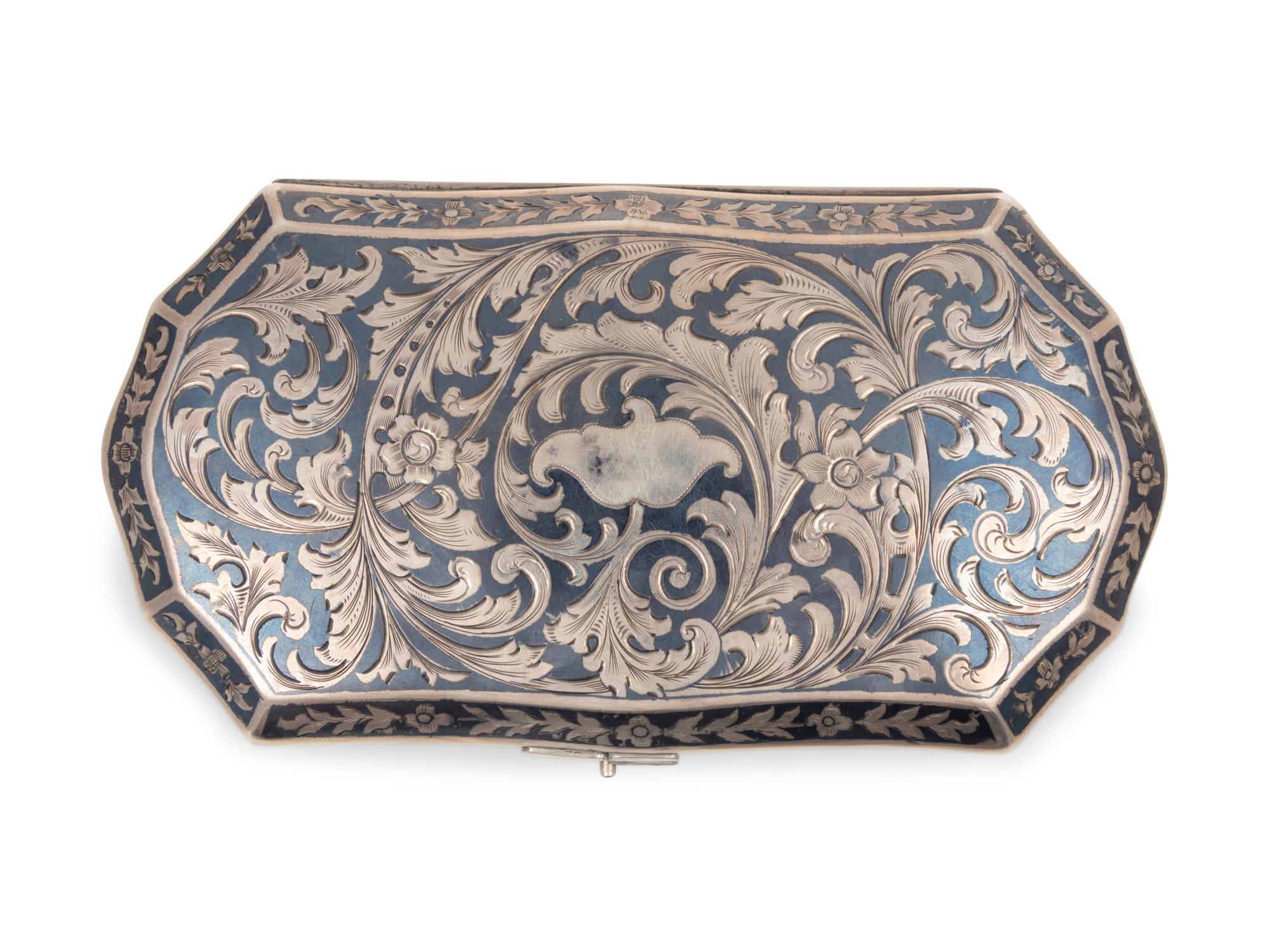 A Russian Niello Silver Cigarette Case