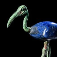 An Egyptian Bronze and Glass Ibis