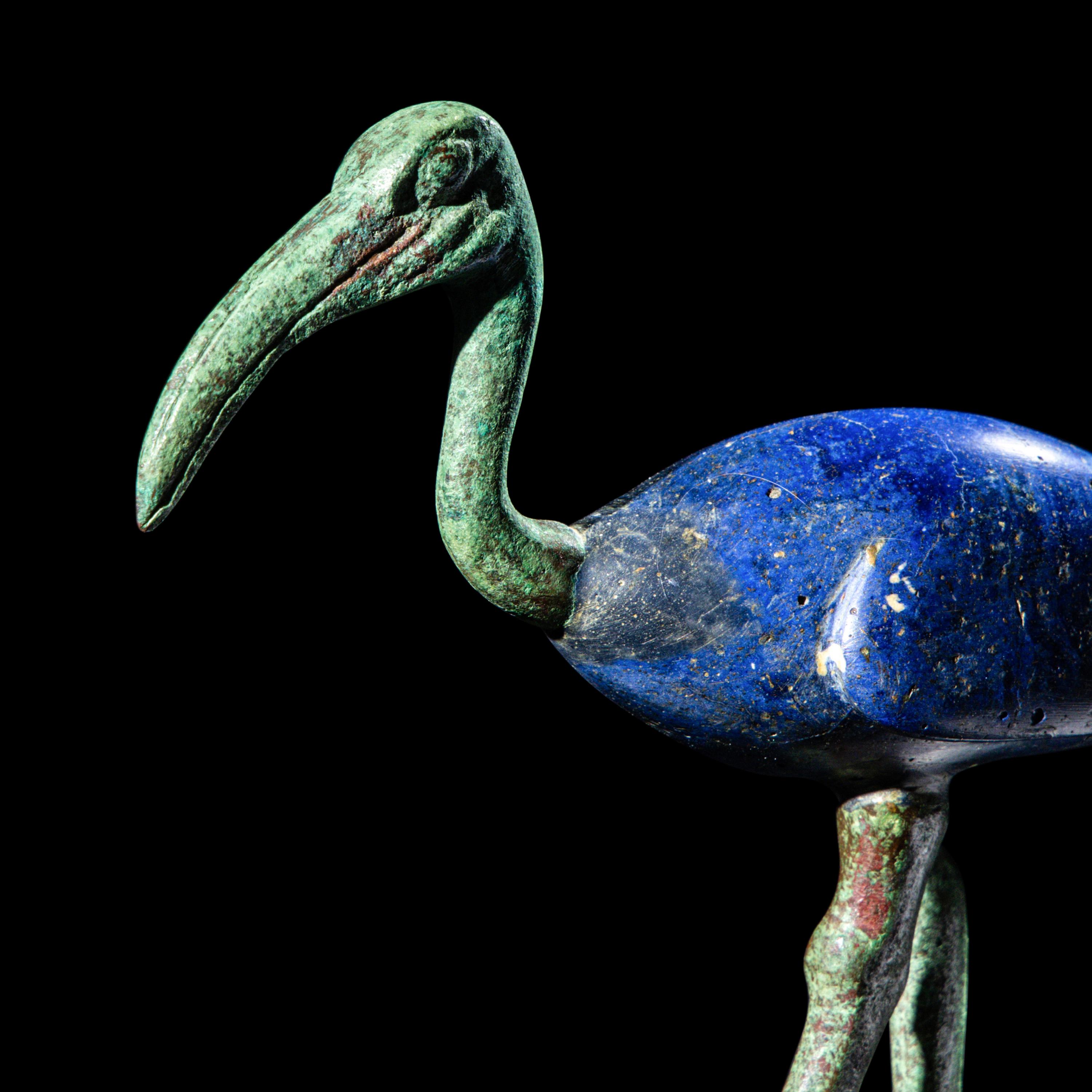 An Egyptian Bronze and Glass Ibis