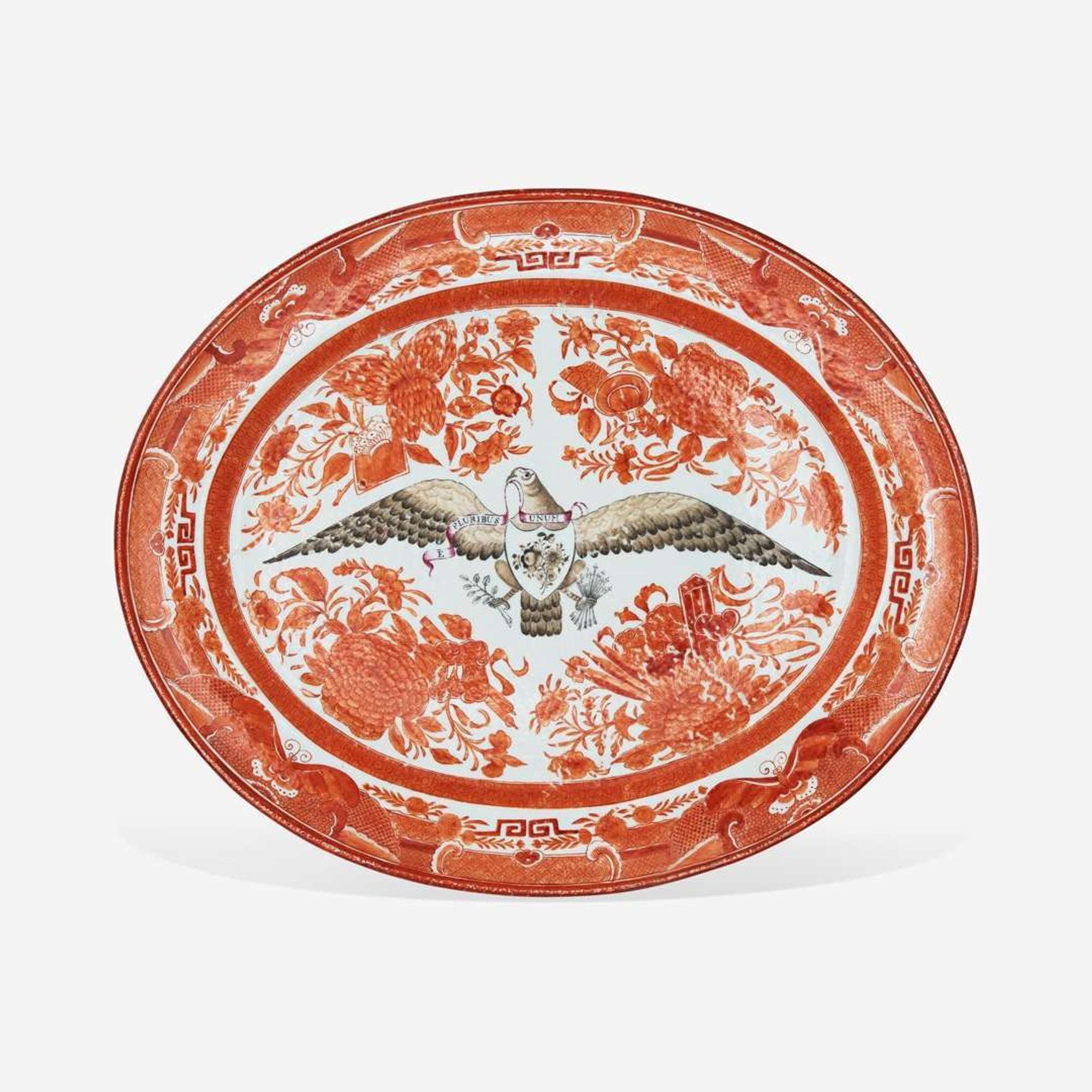A Chinese Export porcelain Orange Fitzhugh "Eagle" platter circa 1800