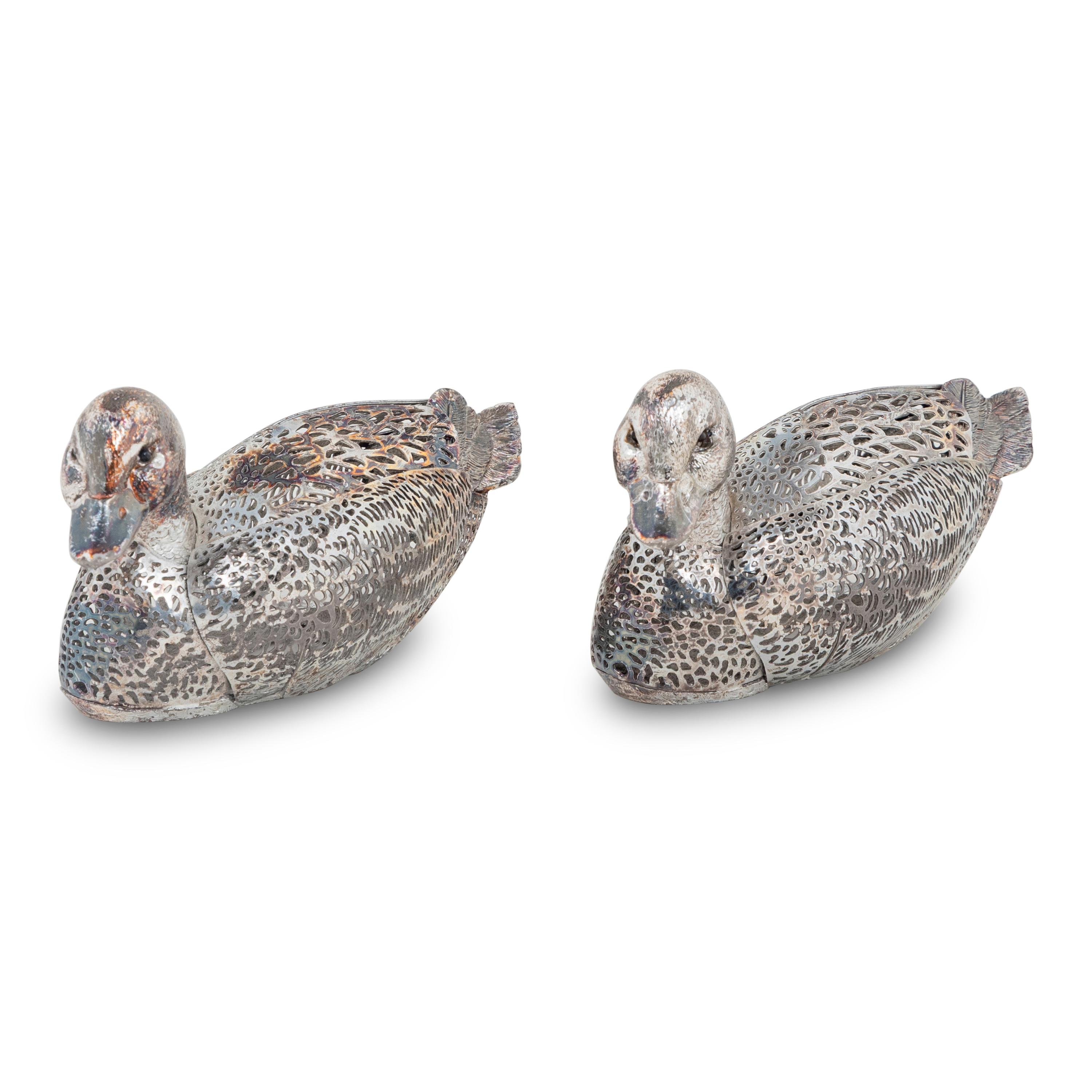 A Pair of Christofle Silver-Plate Duck Figures