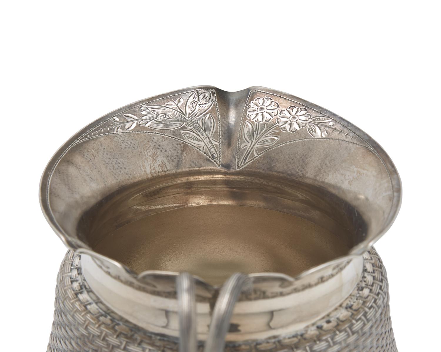 A Three-Piece Sterling Silver "Basket Weave" Tea Service
