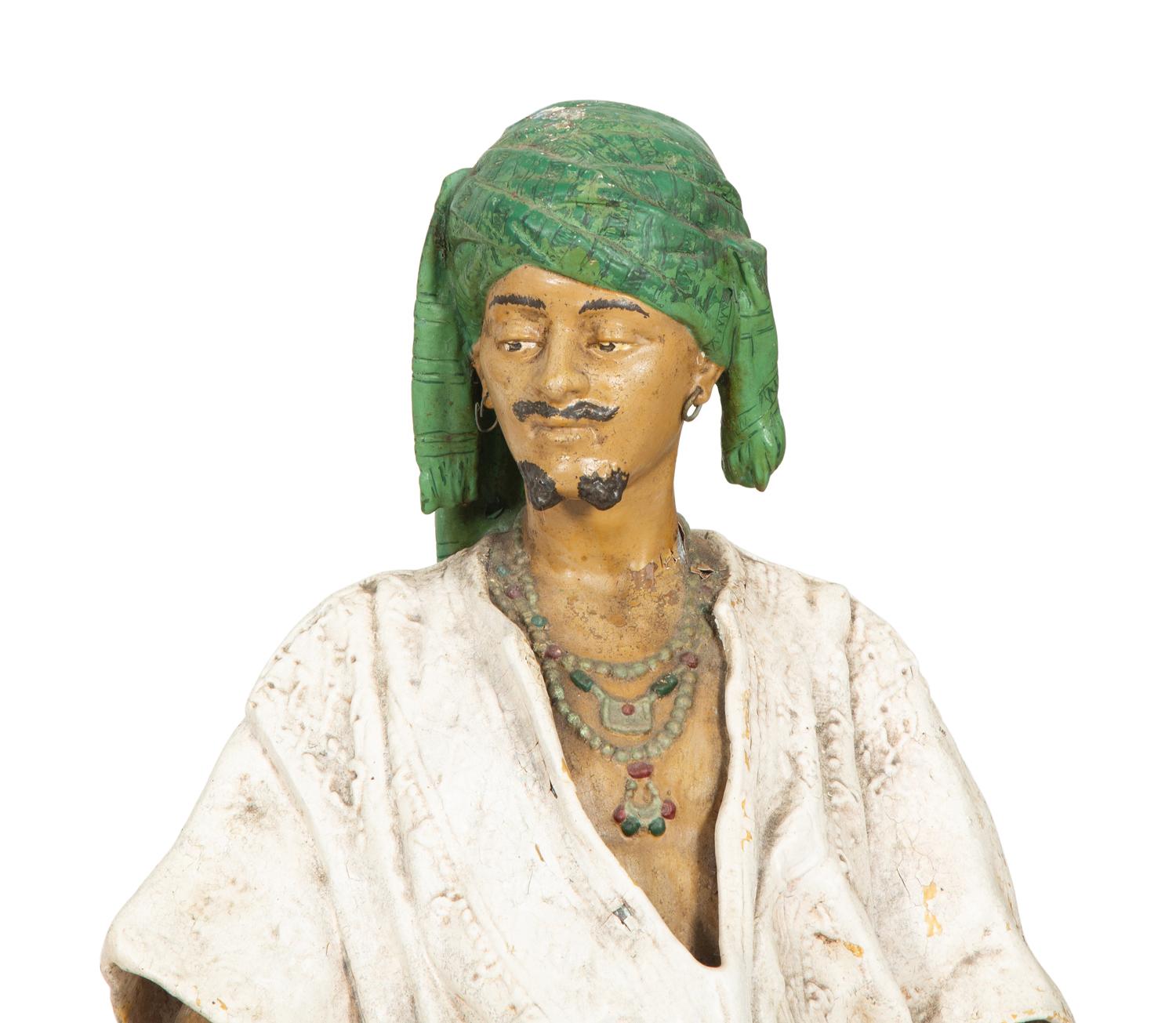 Pair of Orientalist Figures Holding Trays