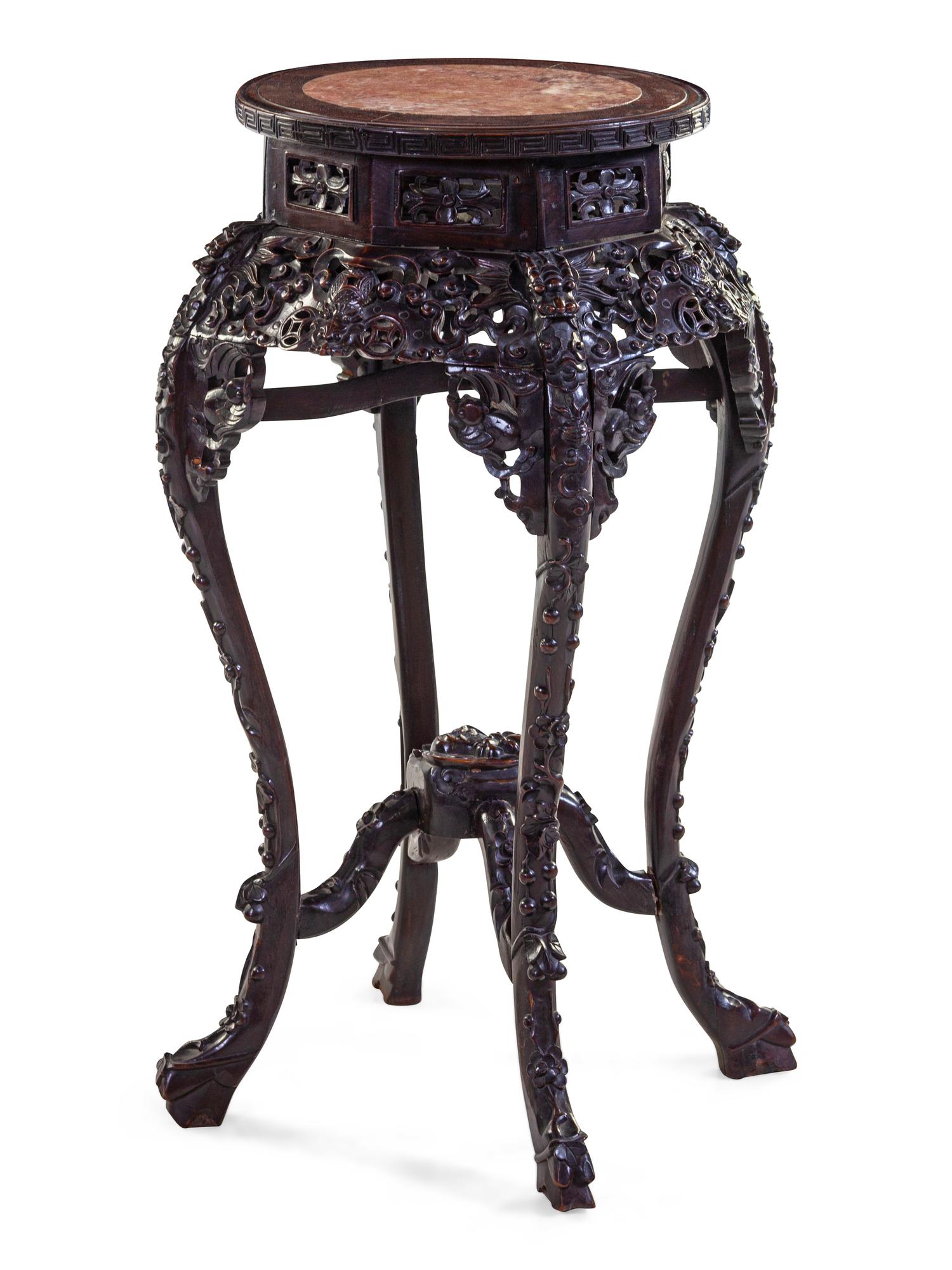 A Carved Rosewood Flower Stand