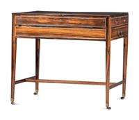 A Regency Ivory Inlaid and Silver Mounted Calamander Campaign Desk