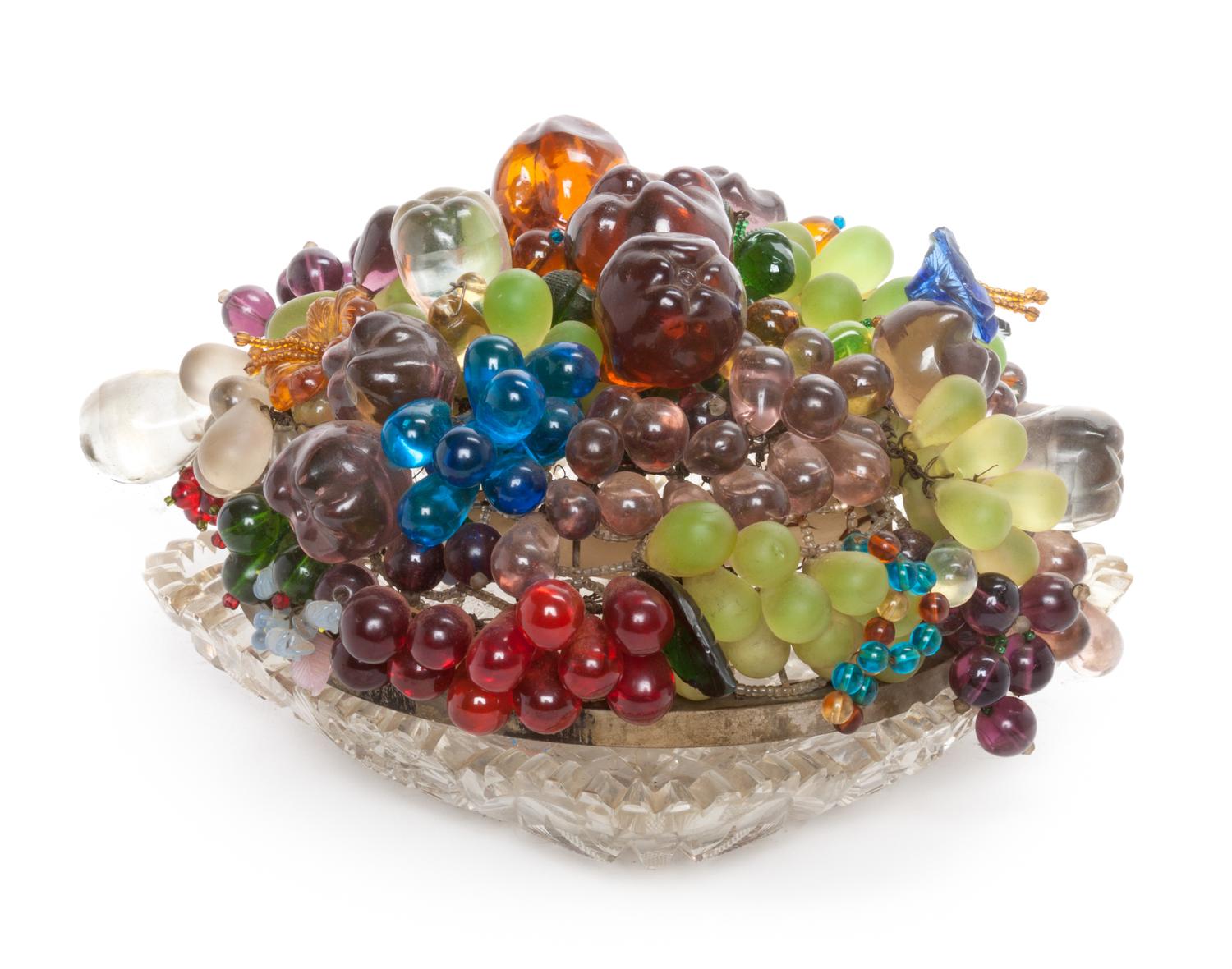 A Beaded Glass Lamp Width 11 inches.