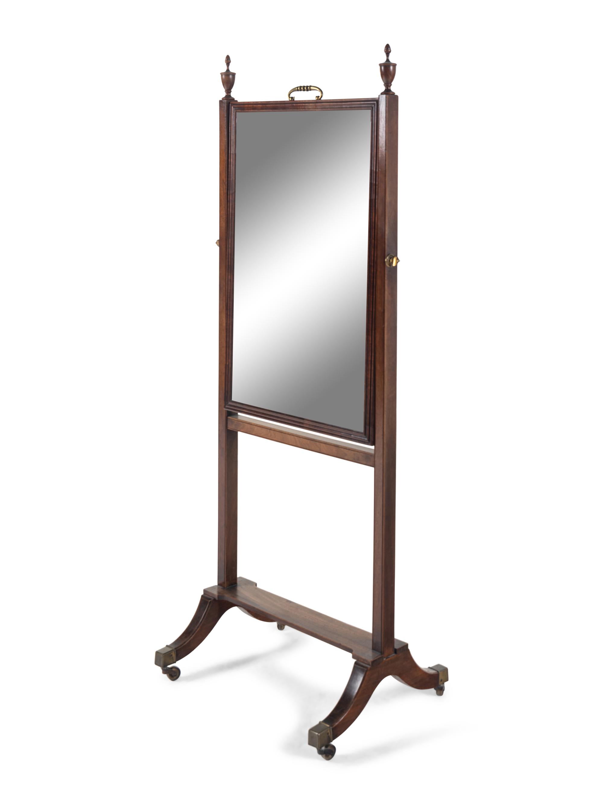 An Edwardian Mahogany Cheval Mirror