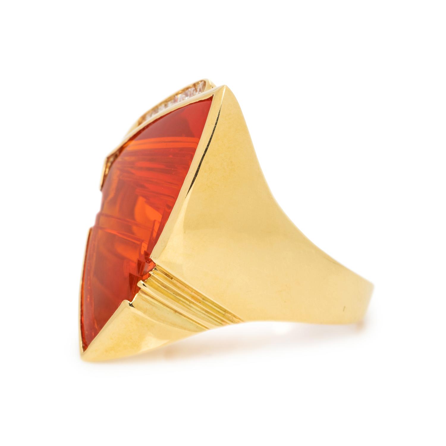 FIRE OPAL AND DIAMOND RING