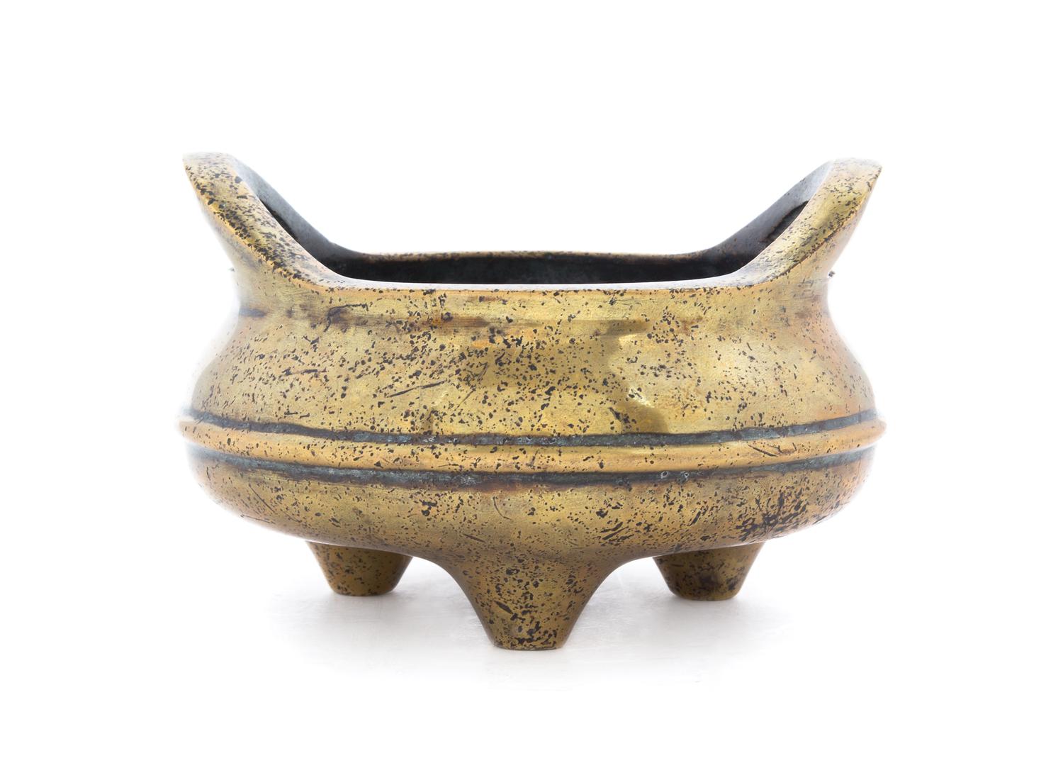A Gilt Bronze Tripod Censer Diameter 6 inches.