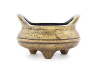 A Gilt Bronze Tripod Censer Diameter 6 inches.
