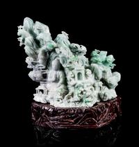 A Chinese Light Lavender and Celadon Jadeite Figural Group