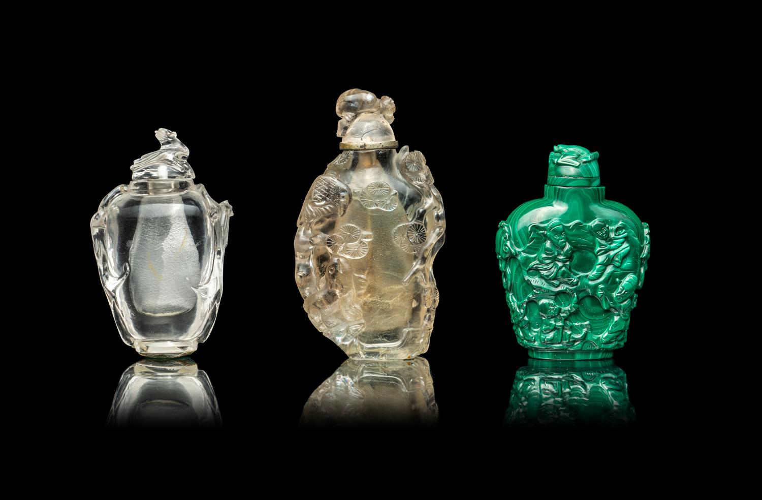 Three Chinese Precious Stone Snuff Bottles