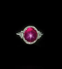 A Fine Platinum, Star Ruby and Diamond Ring, 2.90 dwts.