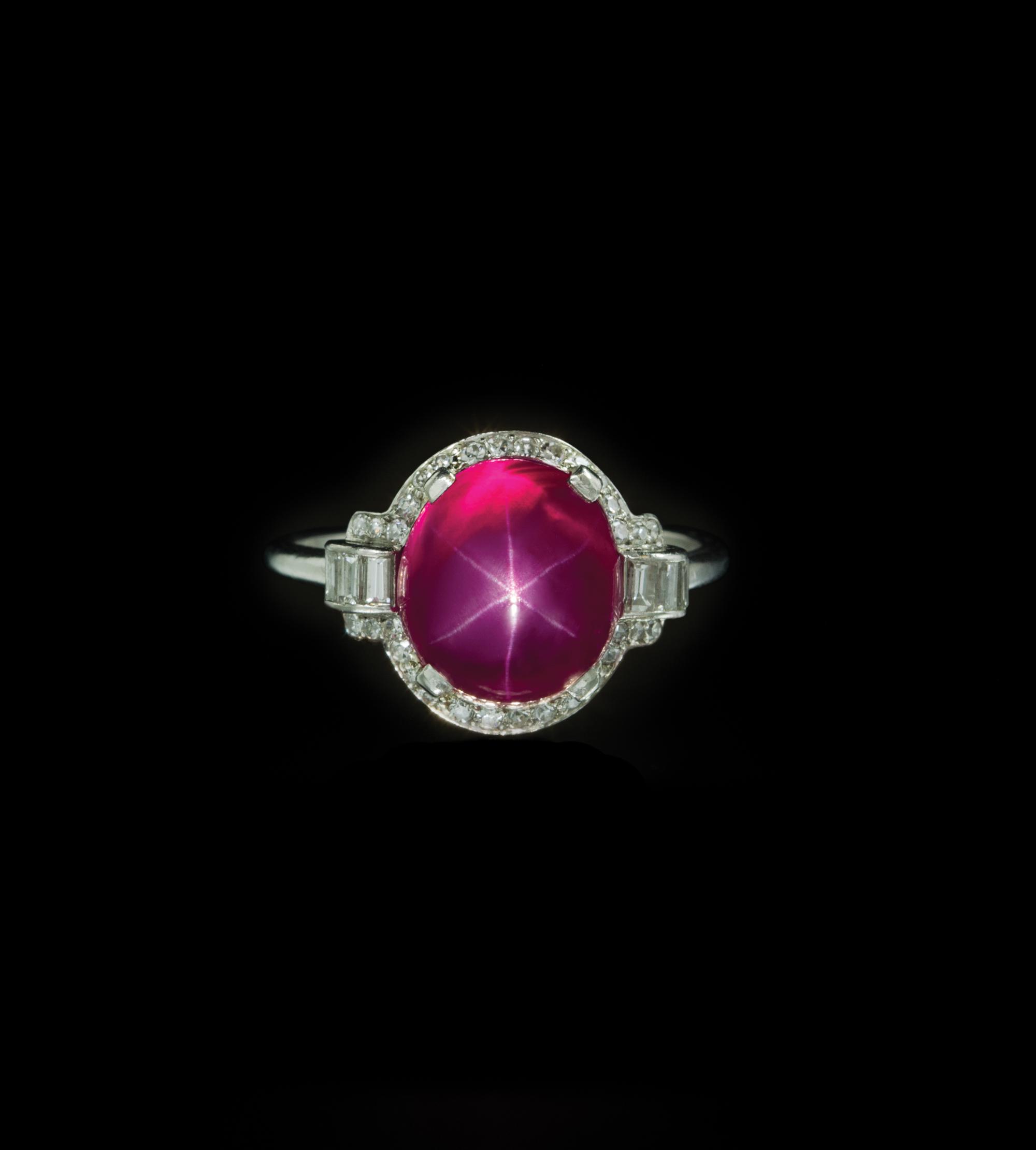 A Fine Platinum, Star Ruby and Diamond Ring, 2.90 dwts.