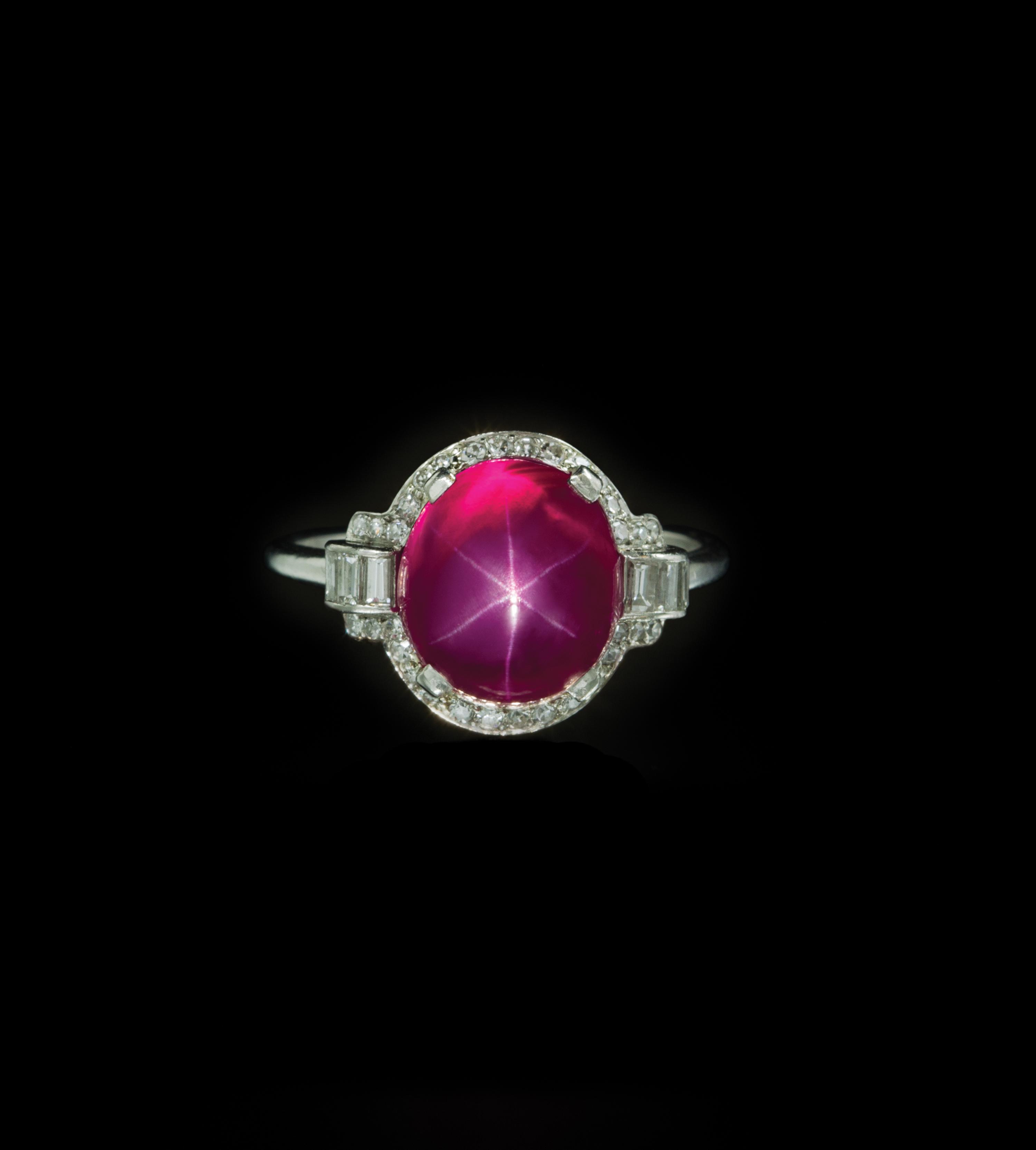 A Fine Platinum, Star Ruby and Diamond Ring, 2.90 dwts.