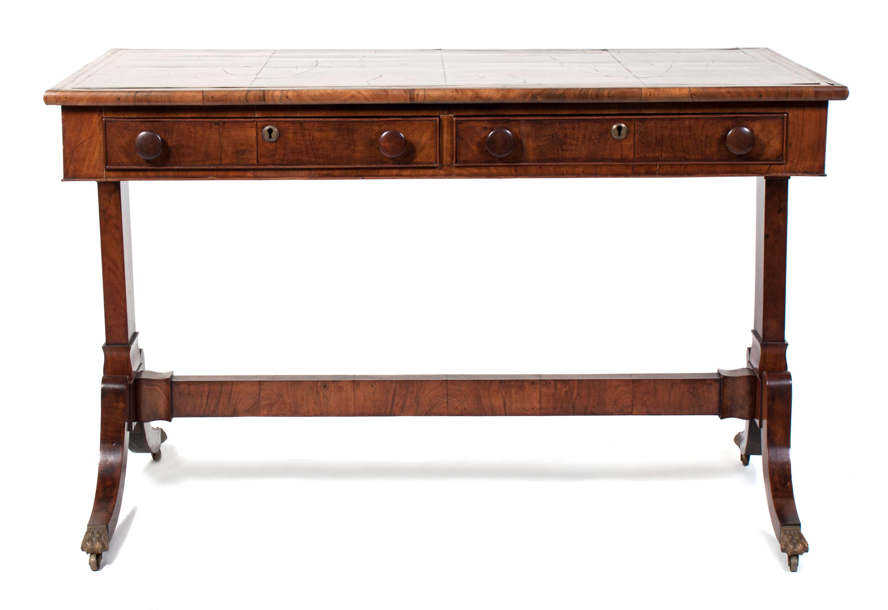 A Regency Walnut and Figured Walnut Sofa Table Height 29 inches. — ENGLISH CIRCA 1815