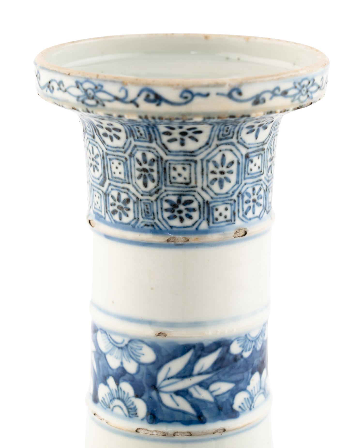 Three Chinese Blue and White Porcelain Bottles