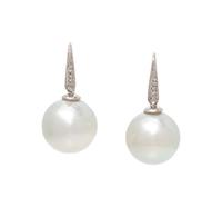 CULTURED SOUTH SEA PEARL AND DIAMOND EARRINGS