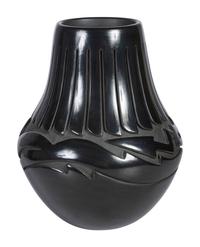 Carved Blackware Pottery Jar
