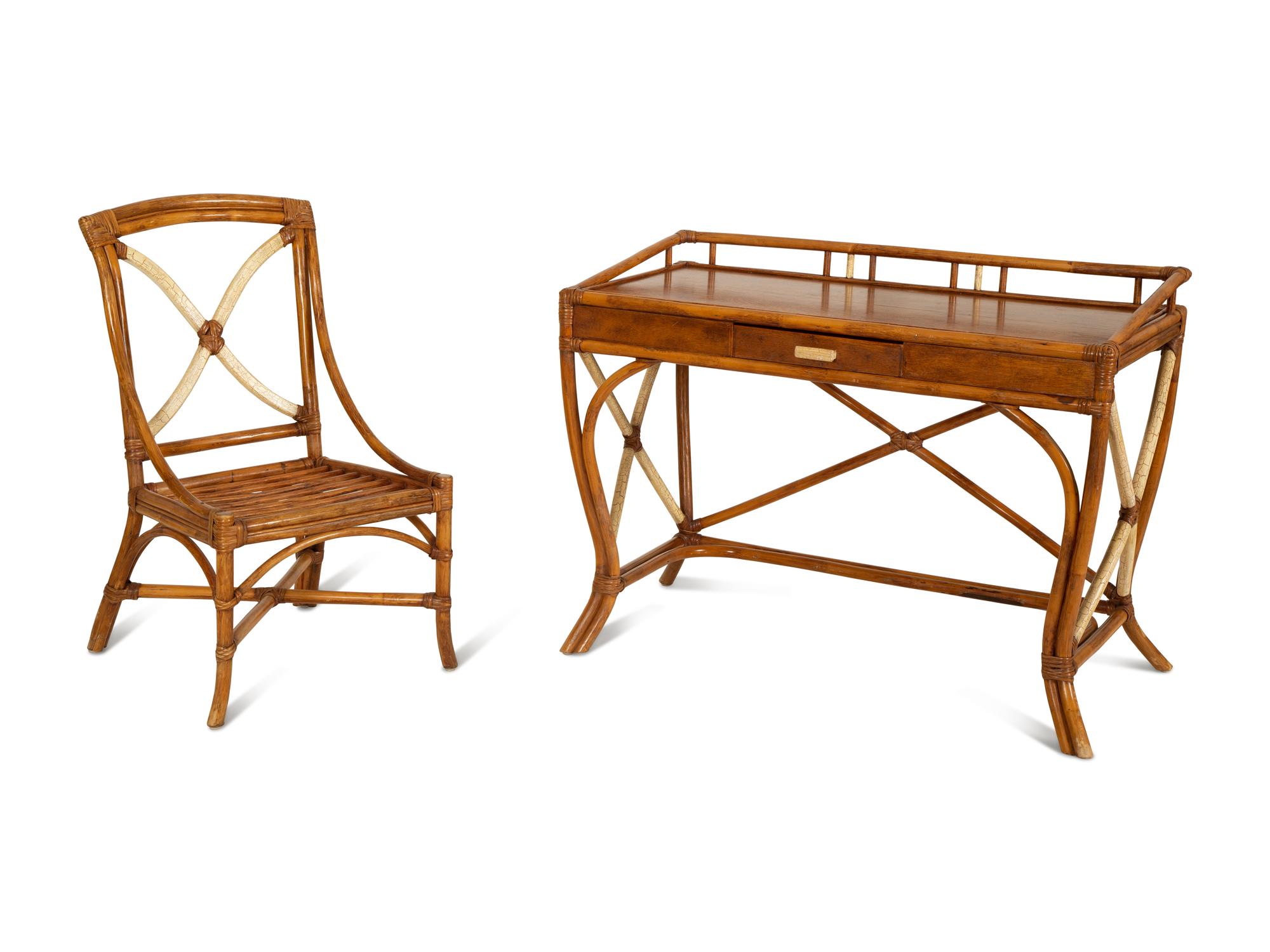 A Bamboo Desk and Matching Chair — 20th Century