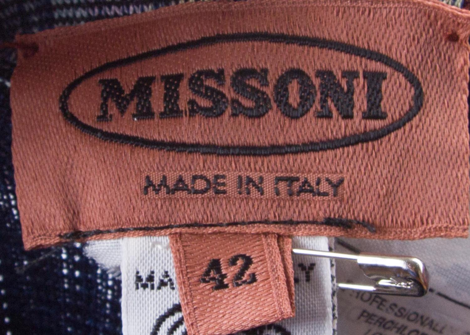 A Missoni Navy Wool Ribbed Pant, Size 42.