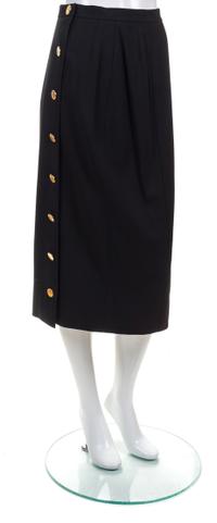 A Chanel Black Wool Straight Skirt, Size 40.