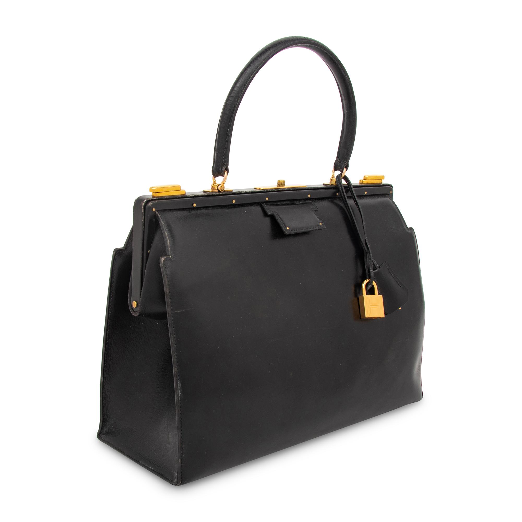 Hermès, Sac 404 Handbag in Noir Box Leather